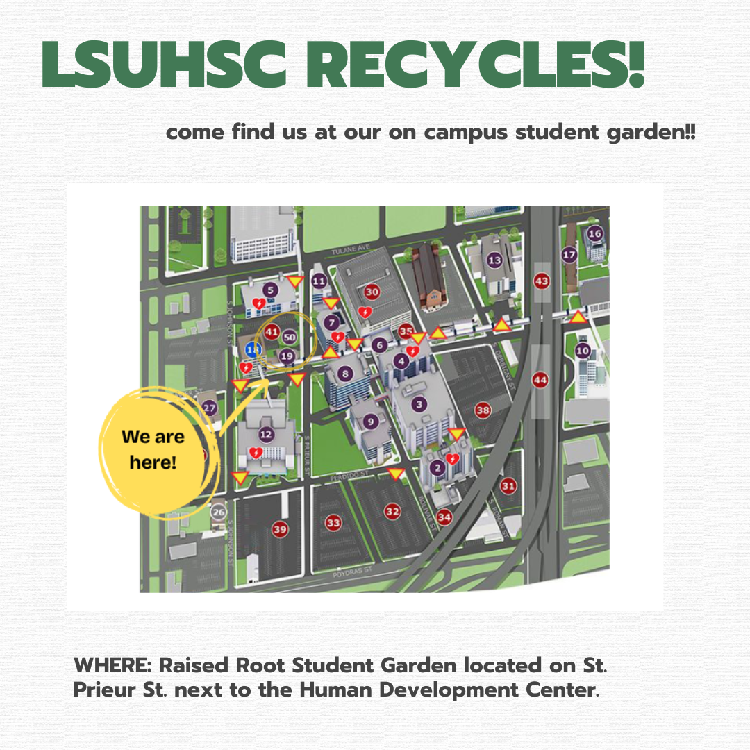 A map with the location of recycling bins